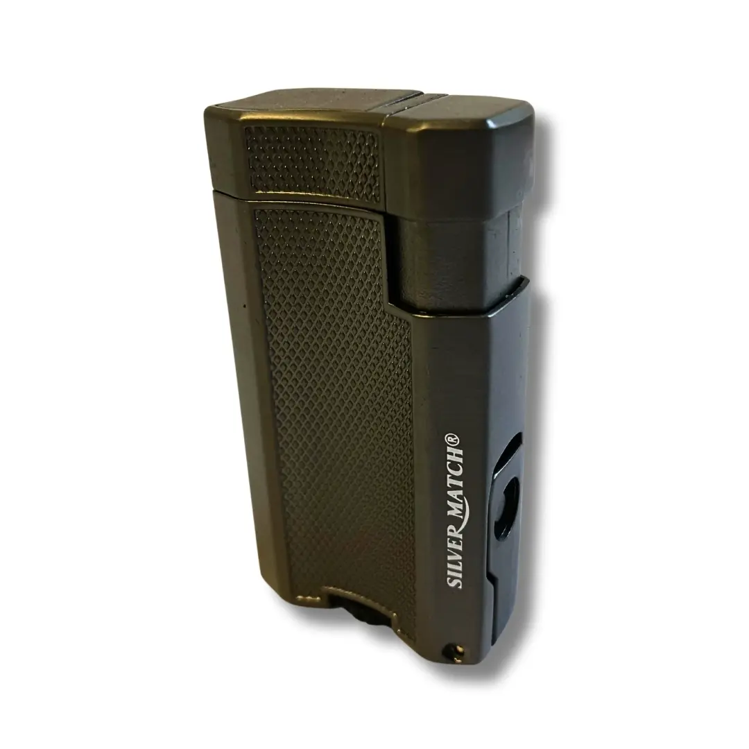 Silver Match Sturmfeuerzeug Double Jetflame Metall mit Zigarrenpuncher Grau Silver Match Sturmfeuerzeug Double Jetflame Metall mit Zigarrenpuncher Grau