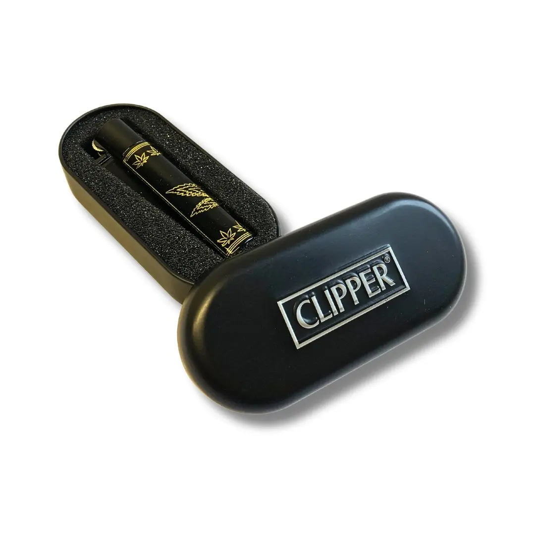 Clipper Feuerzeug Metall Leaves Schwarz Gold Verpackung Clipper Feuerzeug Metall Leaves Schwarz Gold Verpackung