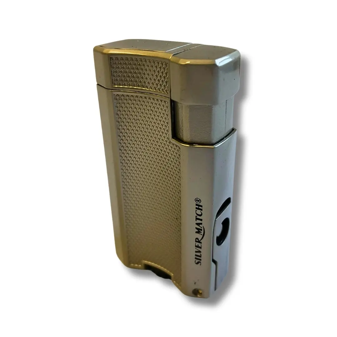 Silver Match Sturmfeuerzeug Double Jetflame Metall mit Zigarrenpuncher Silber Silver Match Sturmfeuerzeug Double Jetflame Metall mit Zigarrenpuncher Silber