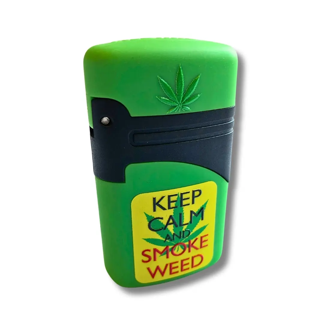 Atomic Sturmfeuerzeug Jetflame Cannabis Gruen