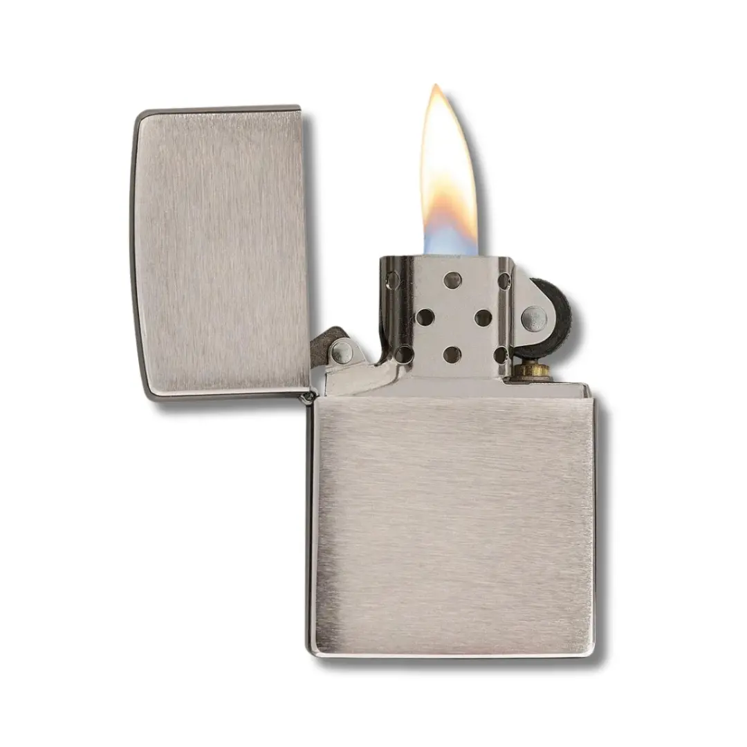 Zippo Feuerzeug Chrome Brushed Aufgeklappt Zippo Feuerzeug Chrome Brushed Aufgeklappt