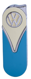 VW Volkswagen Metall Feuerzeug Kraftsoffanzeige Beige Türkis