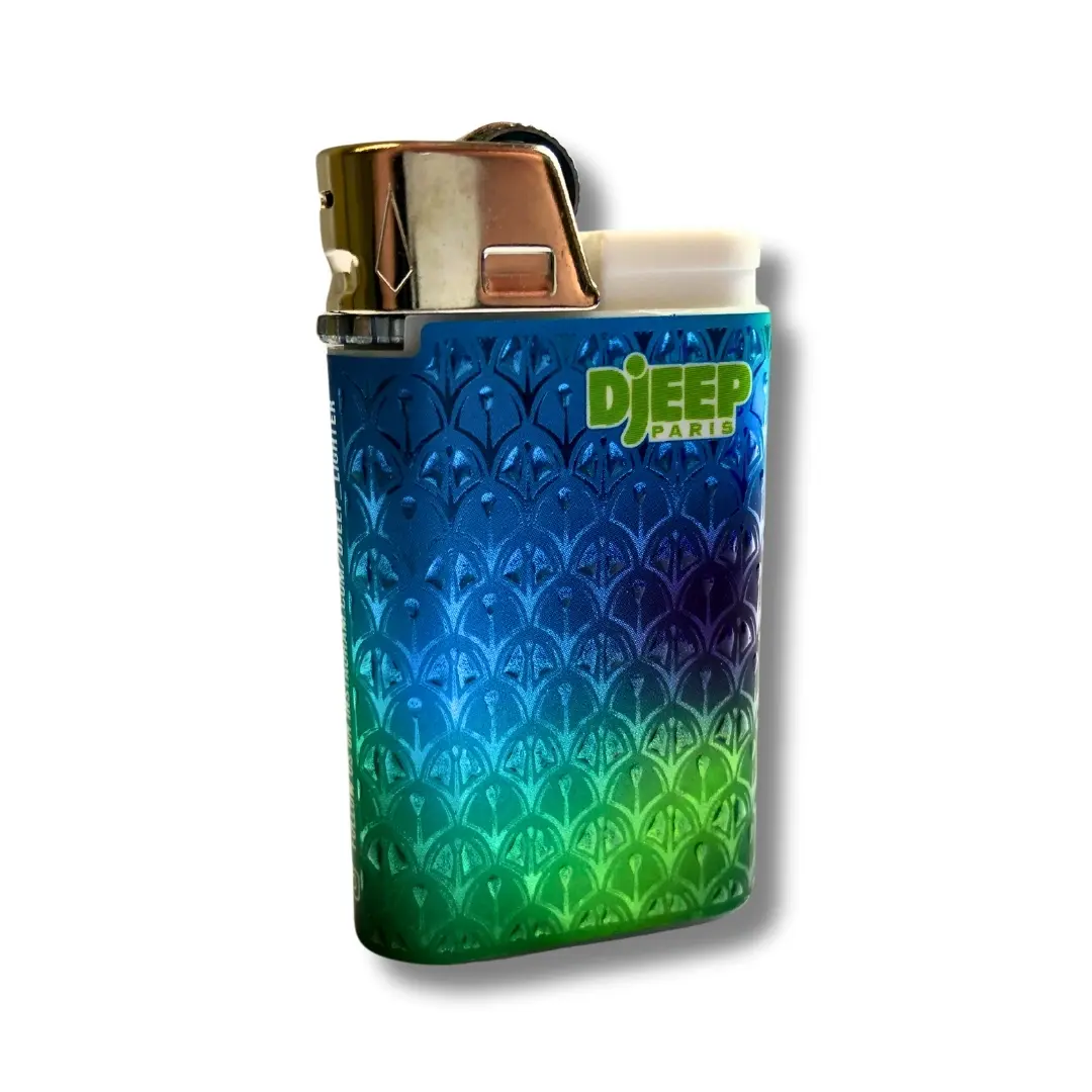 Djeep Paris Feuerzeug Reibrad Scale Gruen Blau