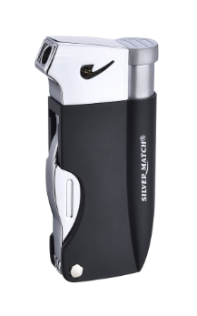 Silver Match Feuerzeug mit Pfeifenbesteck Schwarz Silver Match Feuerzeug mit Pfeifenbesteck Schwarz