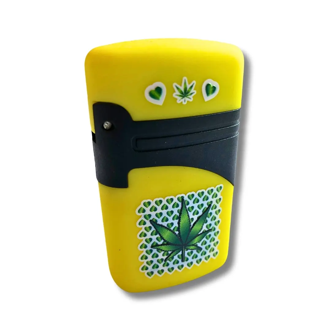 Atomic Sturmfeuerzeug Jetflame Cannabis Gelb Atomic Sturmfeuerzeug Jetflame Cannabis Gelb