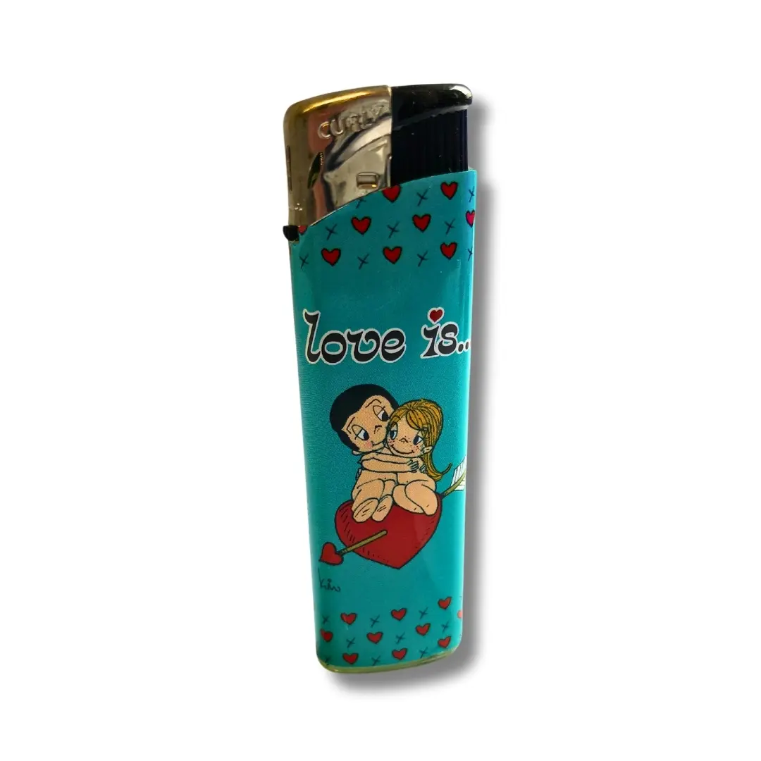 Curly Feuerzeug Elektro Love Is Tuerkis