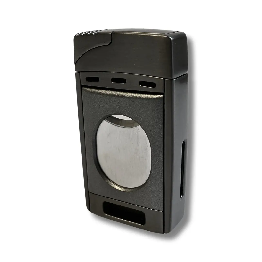 Silver Match Zigarrenfeuerzeug Double Jetflame mit Zigarrenschneider Grau Silver Match Zigarrenfeuerzeug Double Jetflame mit Zigarrenschneider Grau