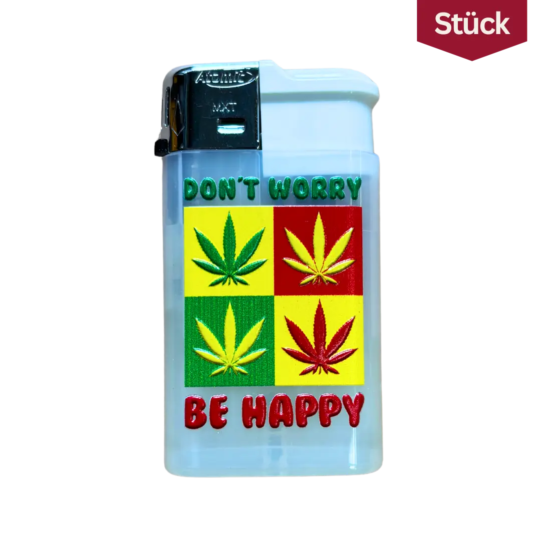Atomic Feuerzeug White Dont Worry Be Happy Leaf Atomic Feuerzeug White Dont Worry Be Happy Leaf