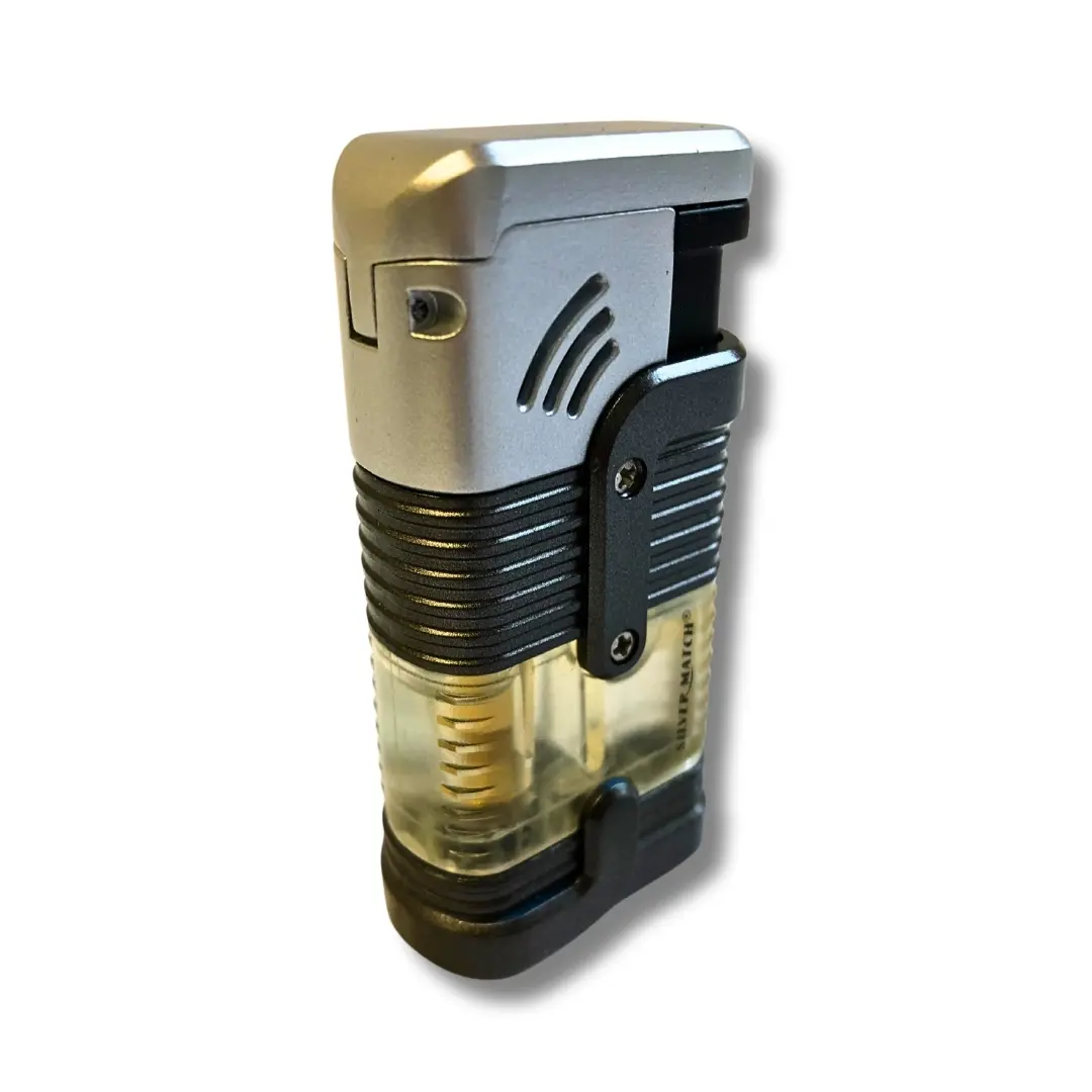 Silver Match Sturmfeuerzeug Triple Jetflame Metall mit Zigarrenpuncher Schwarz Silber Silver Match Sturmfeuerzeug Triple Jetflame Metall mit Zigarrenpuncher Schwarz Silber